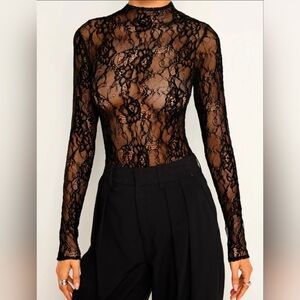 Elegant Black Lace Bodysuit
